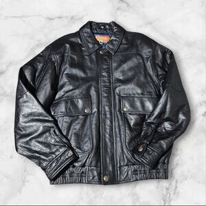 Vintage CRIPPLE CREEK Mens M Genuine Leather Jacket A-2 Military / Racing Bomber